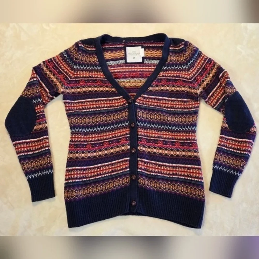 H&M LOGG Fair Isle Boho Knit Button Cardigan Medium